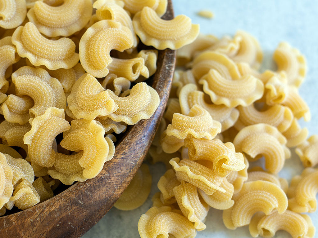 Pasta - Creste Di Gallo in Wooden Bowl